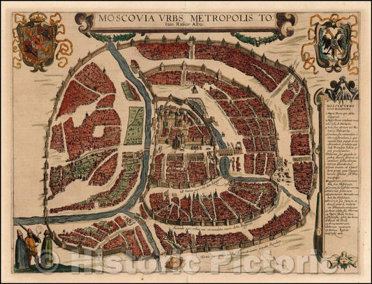 Historic Map - Moscovia Urbs Metropolis Totius Russia Albae, 1617, Georg Braun v1