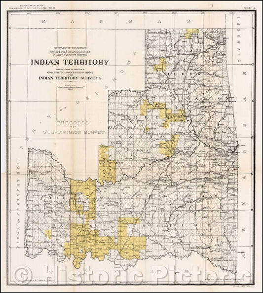 Historic Map - Indian Territory, 1906, United States Department of the Interior - Vintage Wall Art
