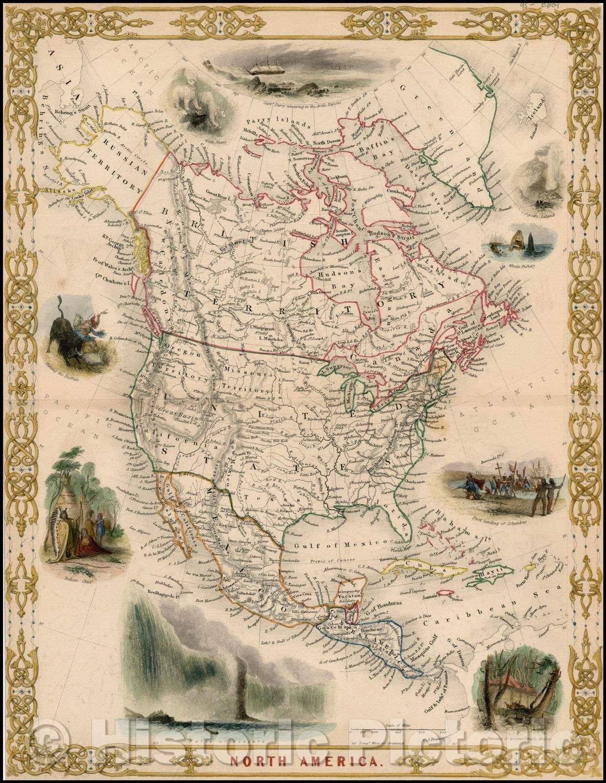 Historic Map - North America [Rare Decorative Edition], 1848, John Rapkin - Vintage Wall Art