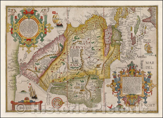 Historic Map - Delineatio Omnium Orarum Totius Australis Partis Americae, Dictae Peruvianae, a R. de la Plata, Brasiliam, Pariam, Castellam, 1596 v1