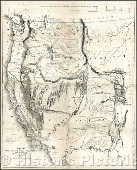 Historic Map - Map of Oregon and Upper California from the surveys of John Charles Fremont and others authorities, 1848, John Charles Fremont v1