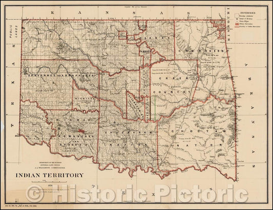 Historic Map - Indian Territory, 1879, General Land Office - Vintage Wall Art