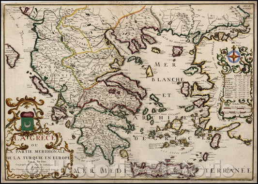 Historic Map - La Grece ou La Partie Meridionale De La Turquie En Europe, 1715, Nicolas de Fer v1