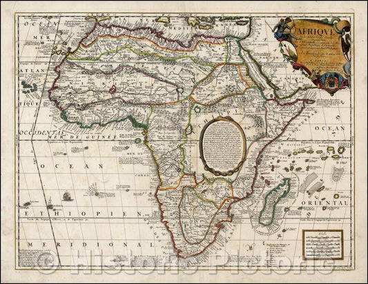 Historic Map - Afrique selon les Relations les plus Nouvelles Dressee et Dediee Par le. P. Coronelli, 1689, Jean-Baptiste Nolin - Vintage Wall Art