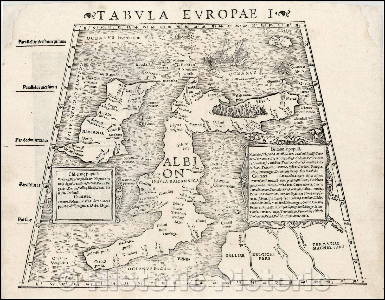 Historic Map - Tabula Europae I British Isles, 1542, Sebastian M?nster - Vintage Wall Art