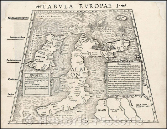 Historic Map - Tabula Europae I British Isles, 1542, Sebastian M?nster - Vintage Wall Art