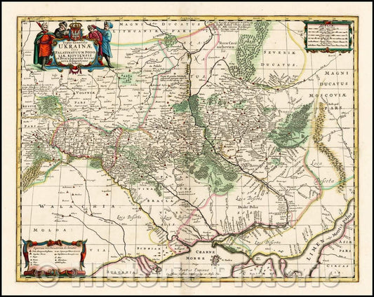 Historic Map - Typus Generalis Ukrainae sive Palatinatuum Podoliae, Kioviensis et Braczlaviensis terras nova delineatione exhibens, 1681, Moses Pitt - Vintage Wall Art