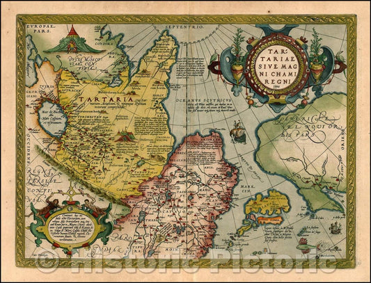 Historic Map - Tartariae Sive Magni Chami Regni typus, 1587, Abraham Ortelius - Vintage Wall Art