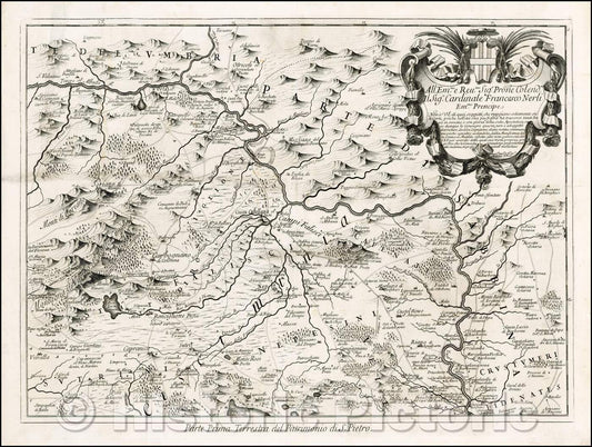 Historic Map - Parte Prima Terrestra del Patrimonio di S. Pietro :: part of the Patrimonio di S. Pietro, centered on the Albula River and Civita Castellana, 1690 - Vintage Wall Art