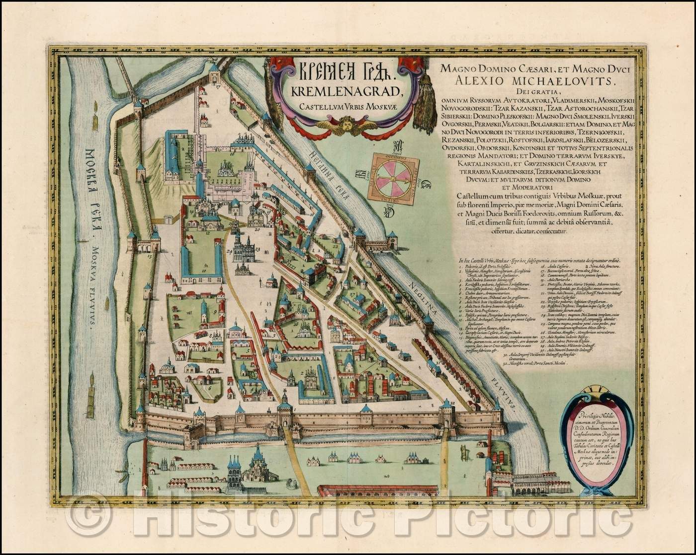 Historic Map - Kremlenagrad, Castellum urbis Moskvae, 1662, Willem Janszoon Blaeu v1