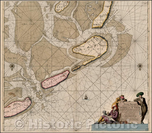 Historic Map - Nieuwe Pascaert Waar in te sien is de gaten van Texel/Where in New Pascaert to sien of Texel holes, 1681, Johannes Van Keulen - Vintage Wall Art