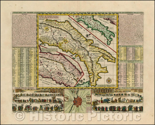 Historic Map - L'Italie Dans Son Premier Etablissement Sous La Republique Romaine Dans La Di/Map of Italy, Maps of Italy during modern (1720) times, 1719 - Vintage Wall Art