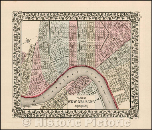 Historic Map - Plan of New Orleans, 1878, Samuel Augustus Mitchell Jr. v1