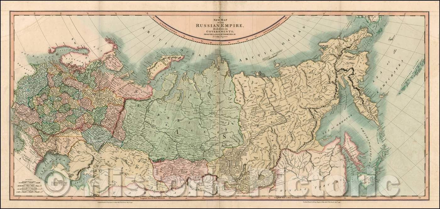 Historic Map - The Russian Empire, Divided into its Governments; from the Latest Authorities, 1807, John Cary - Vintage Wall Art