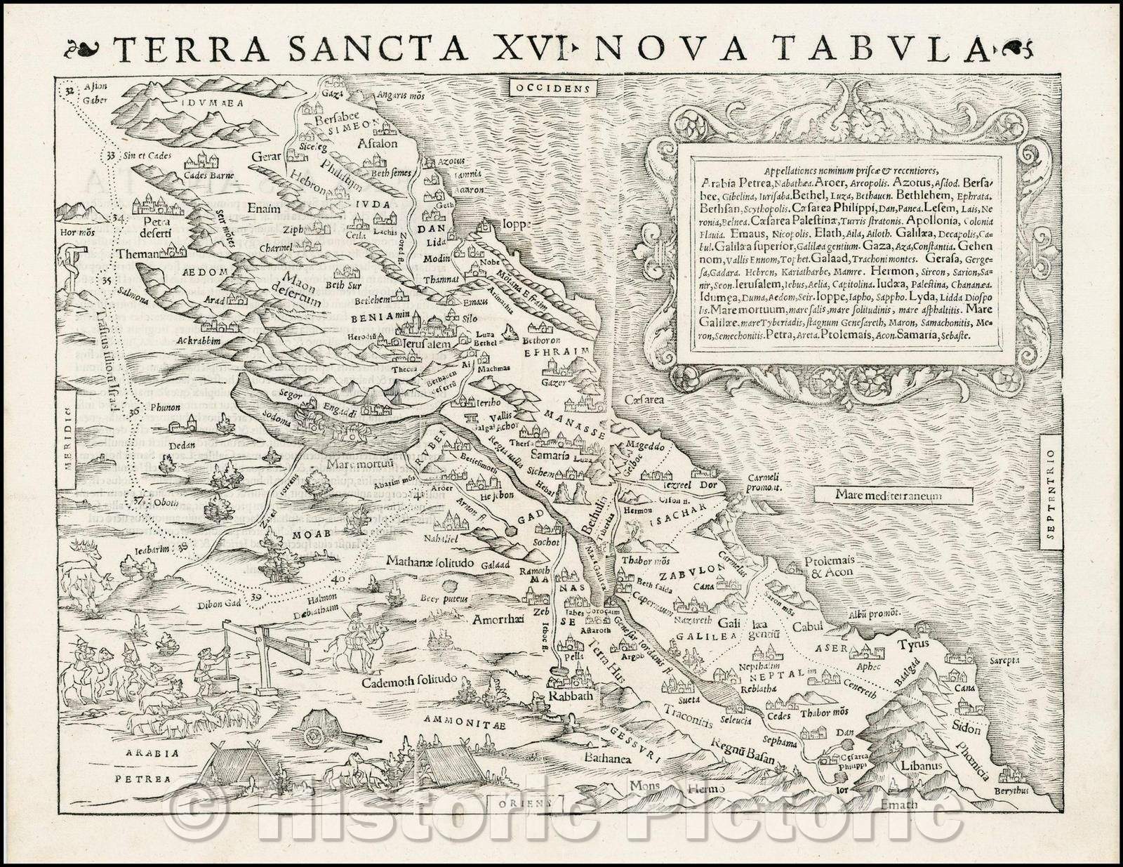 Historic Map - Terra Sancta XVI Nova Tabula, 1542, Sebastian M?nster - Vintage Wall Art