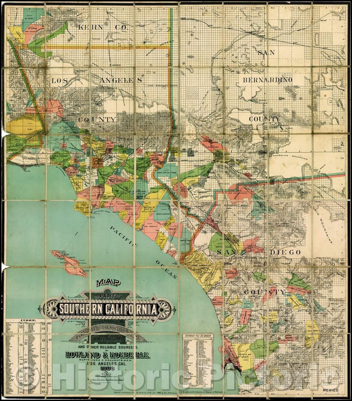 Historic Map - Map of a Part of Southern California, 1886, Schmidt Label & Litho. Co. v1