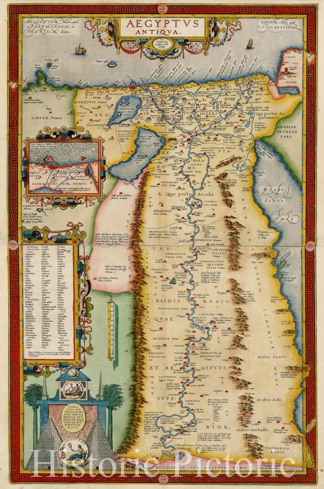 Historic Map - Aegyptus Antiqua/Ancient Egypt, 1584, Abraham Ortelius - Vintage Wall Art