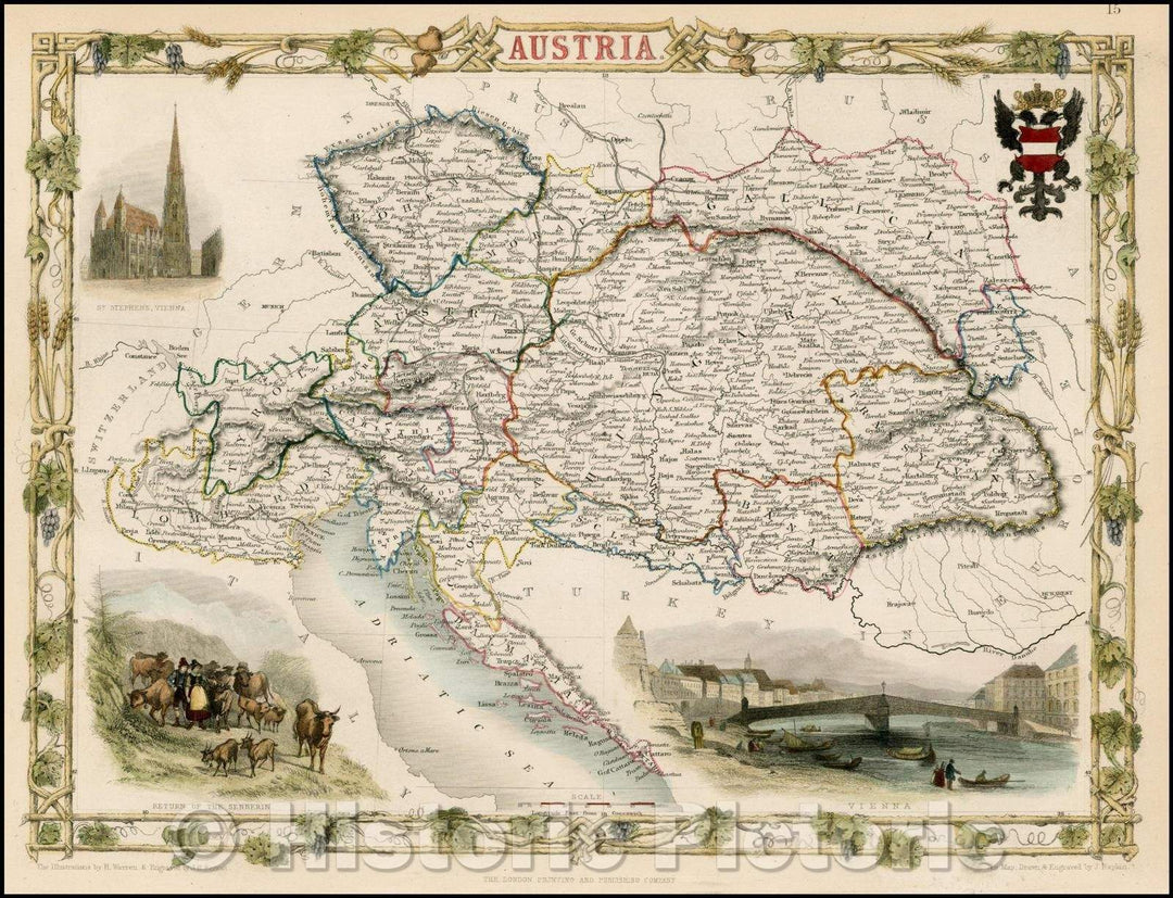 Historic Map - Austria, 1851, John Tallis v1