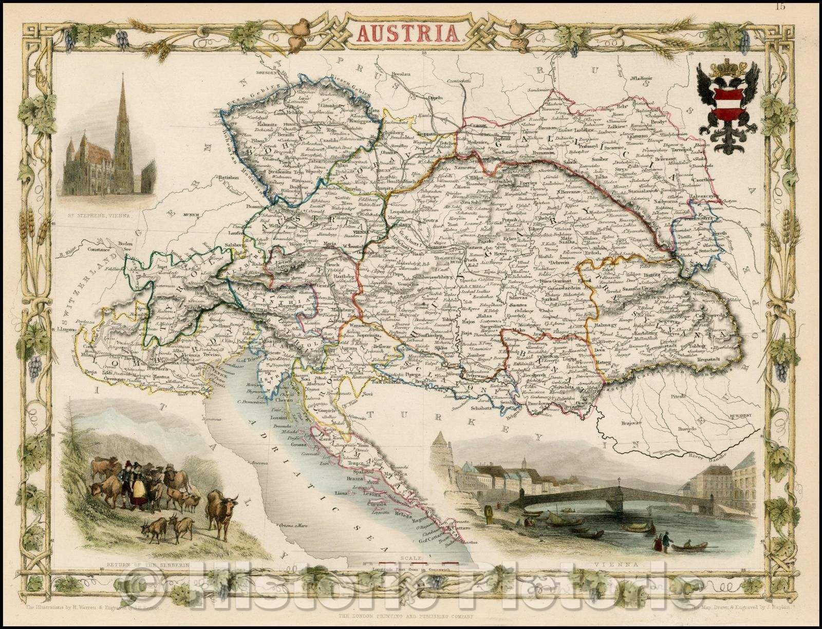 Historic Map - Austria, 1851, John Tallis v1