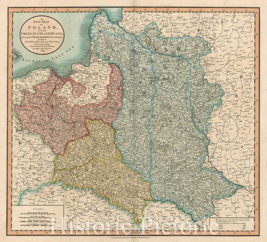 Poland and Lithuania - Dismemberments, 1799 | Historical Map Print