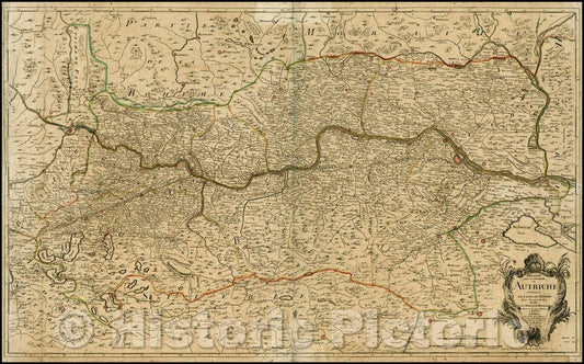 Historic Map - Theatre De La Guerre en Autriche Contenant Le Cours Du Danube/Map of the Theater of War in Austria, between Pressburg and Passau, 1742 - Vintage Wall Art