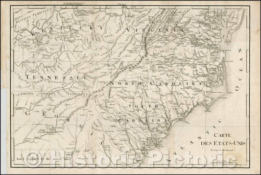 Historic Map - Carte Des Etats-Unis Provinces Meridionales, 1799, Francois A.F. La Rochefoucault-Liancourt v1