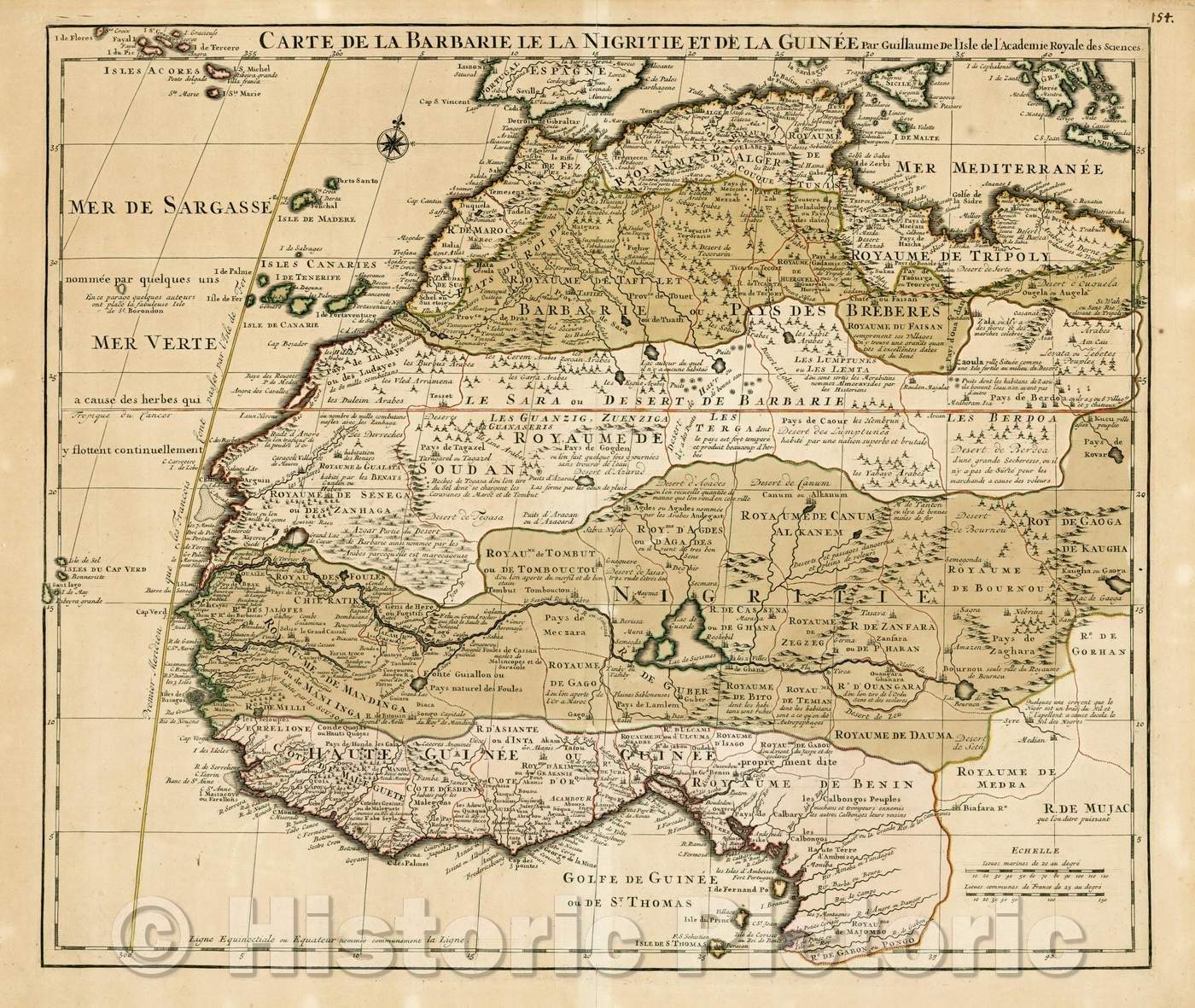 Historic Map - Carte de la Barbarie le la Nigritie et de la Guin? Par Guillaume De L'Isle, 1707, Guillaume De L'Isle v1