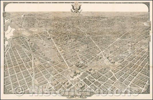 Historic Map - Washington The Beautiful Capital of the Nation, 1921, William Olsen - Vintage Wall Art