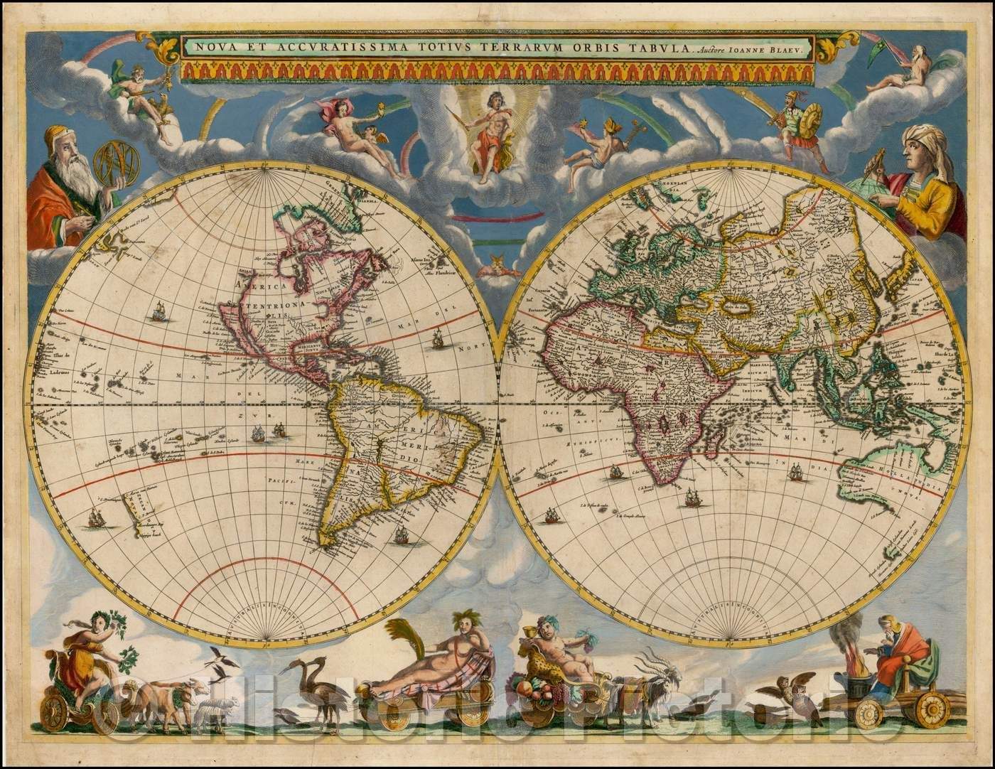 Historic Map - Nova et Accuratissima Totius Terrarum Orbis Tabula Auctore Joanne Blaeu Unknown Variant, 1662, Johannes Blaeu v1