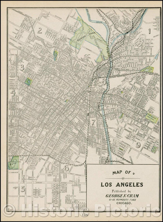 Historic Map - Map of Los Angeles, 1899, George F. Cram v1