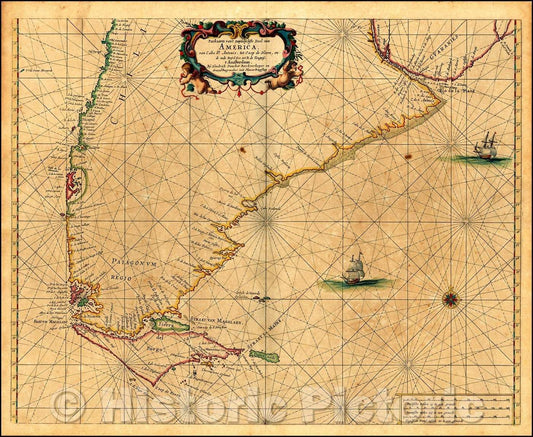 Historic Map - Paskaarte van 't Zuydelyckste Deel van America. Van Cabo St. Antonio, tot Caep de Hoorn, ende Inde Zuyd Zee, tot B. de Tongoy, 1660 v1