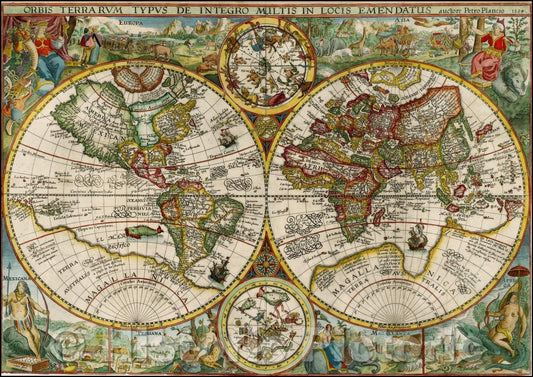 Historic Map - Orbis Terrarum Typus De Integro Multis In Locis Emendatus auctore Petro Plancio 1594, 1594, Petrus Plancius v2