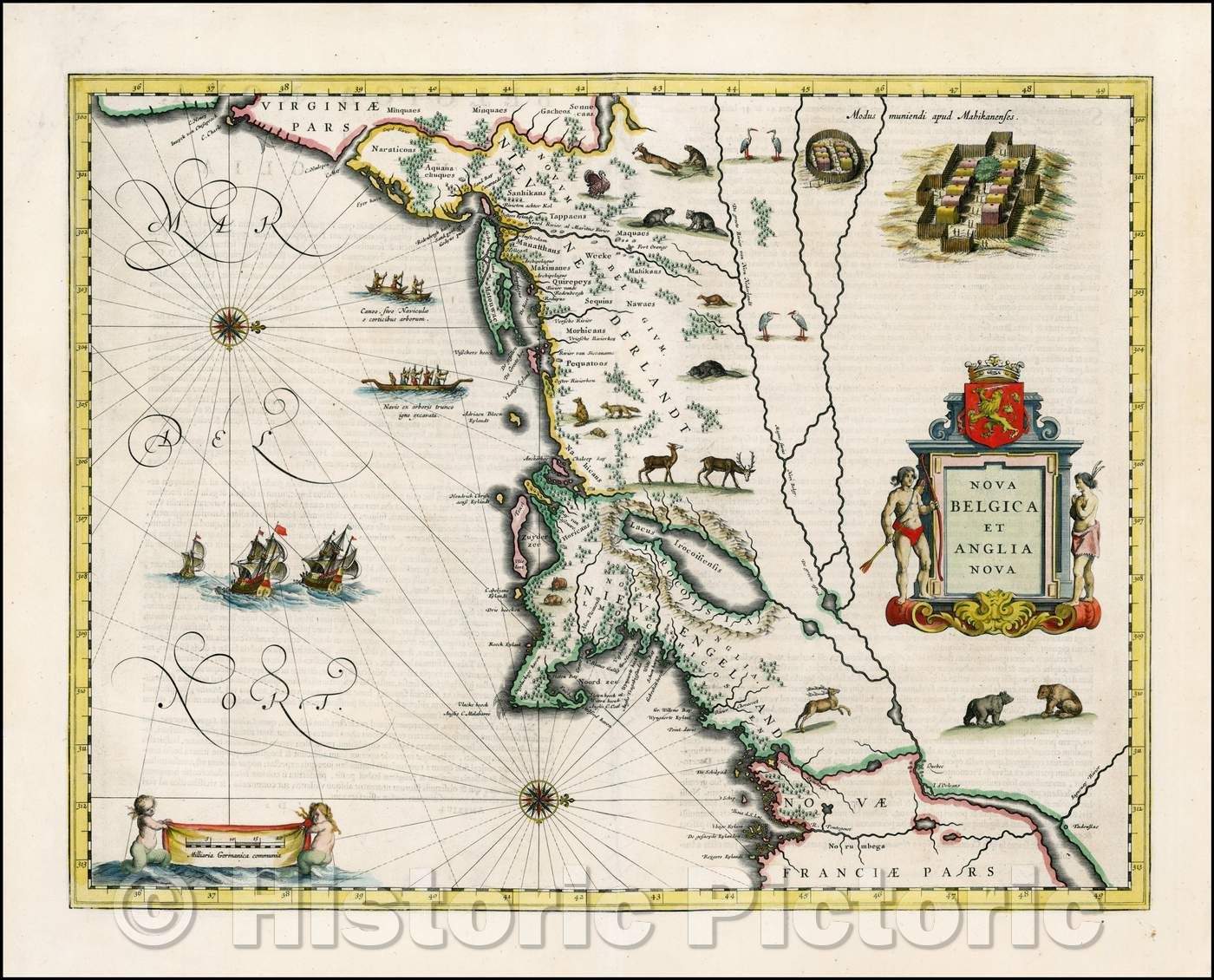 Historic Map - Nova Belgica et Anglia Nova, 1635, Willem Janszoon Blaeu v2