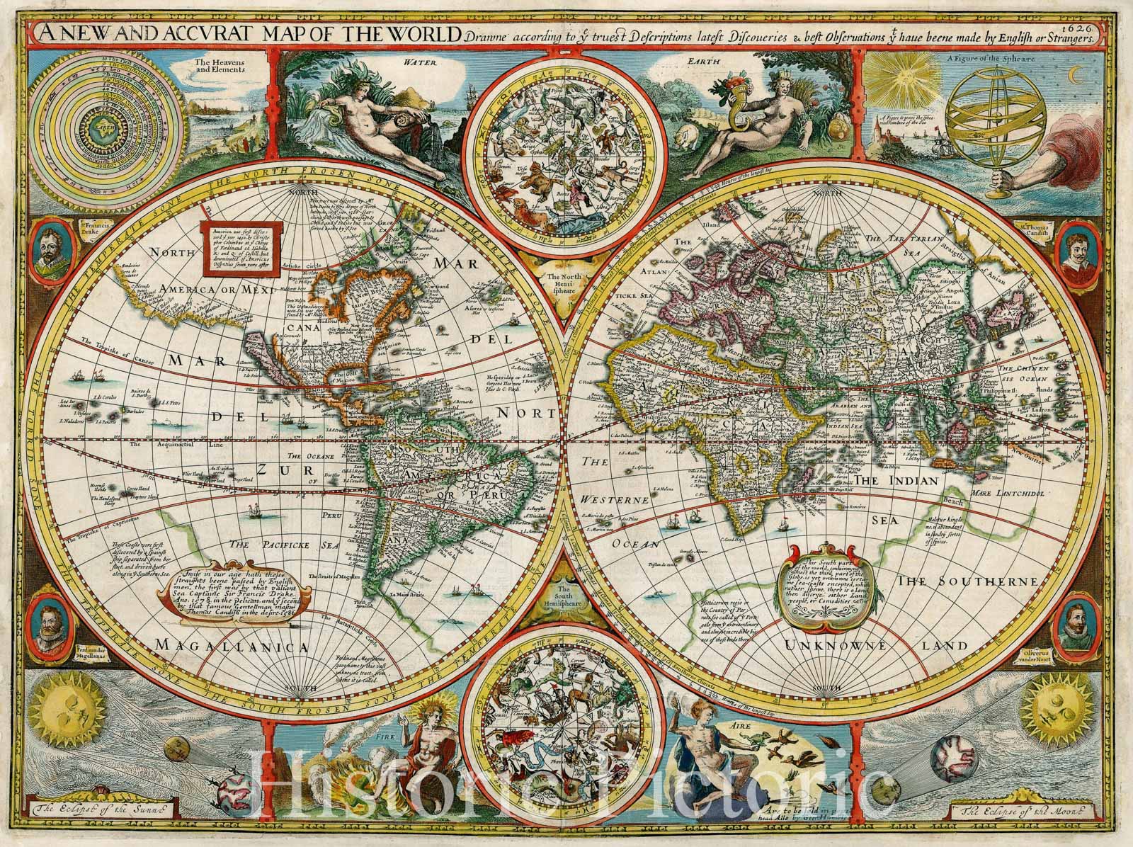 Historic Map - A New and Accurat Map of the World Drawne, 1627, John Speed v1