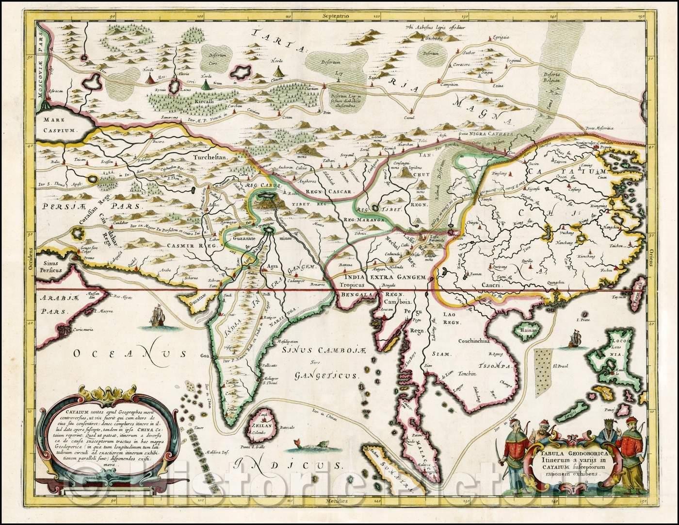 Historic Map - Tabula Geodoborica Itinerum a Varijs in Cataium susceptorum rationem exhib/Varijs board Geodoborica road by showing a commitment on CATA, 1667 - Vintage Wall Art