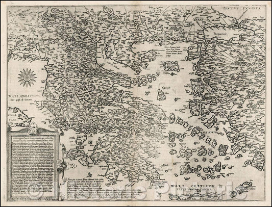 Historic Map - Videbis Totius Greciae limites divisos per motes flumina & maria nominib. hodiernis, ad hunc modu, 1578, Cornelis de Jode - Vintage Wall Art