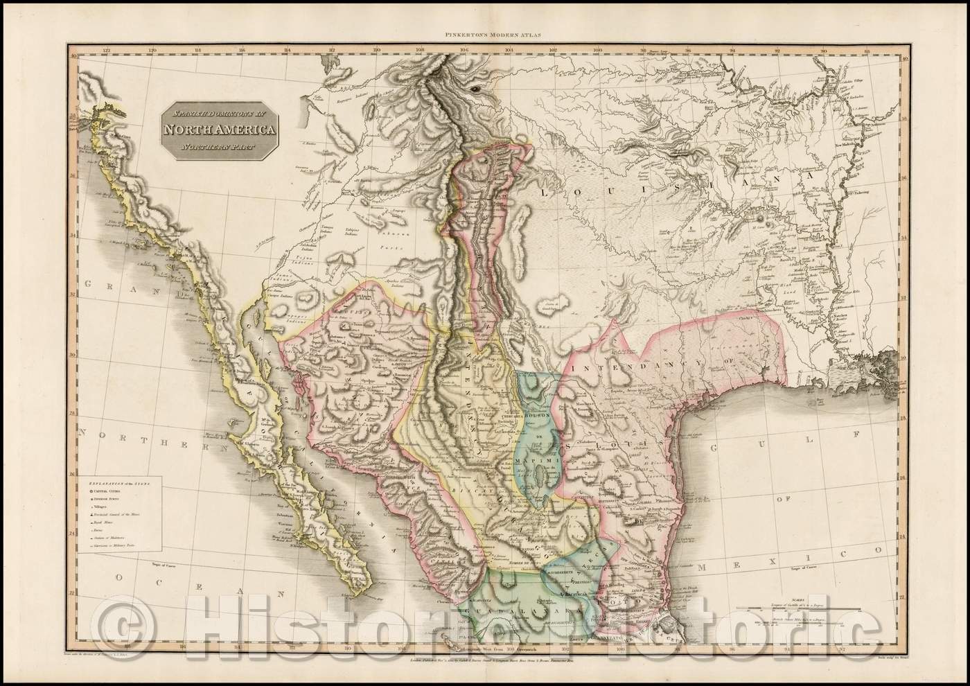 Historic Map - Spanish Dominions In North America Northern Part, 1811, John Pinkerton v1
