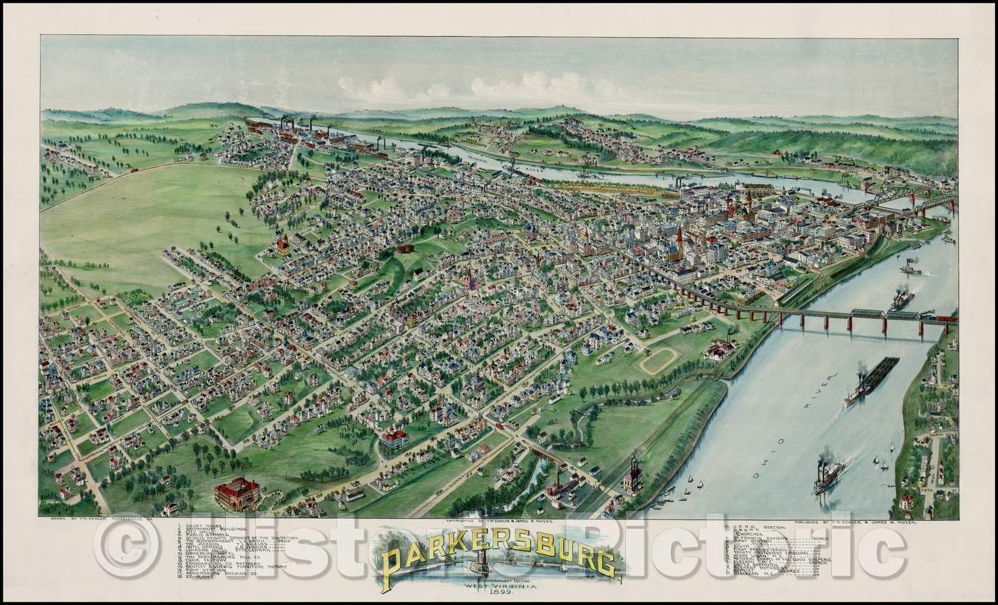 Historic Map - Parkersburg West Virginia, 1899, T.M. Fowler v2