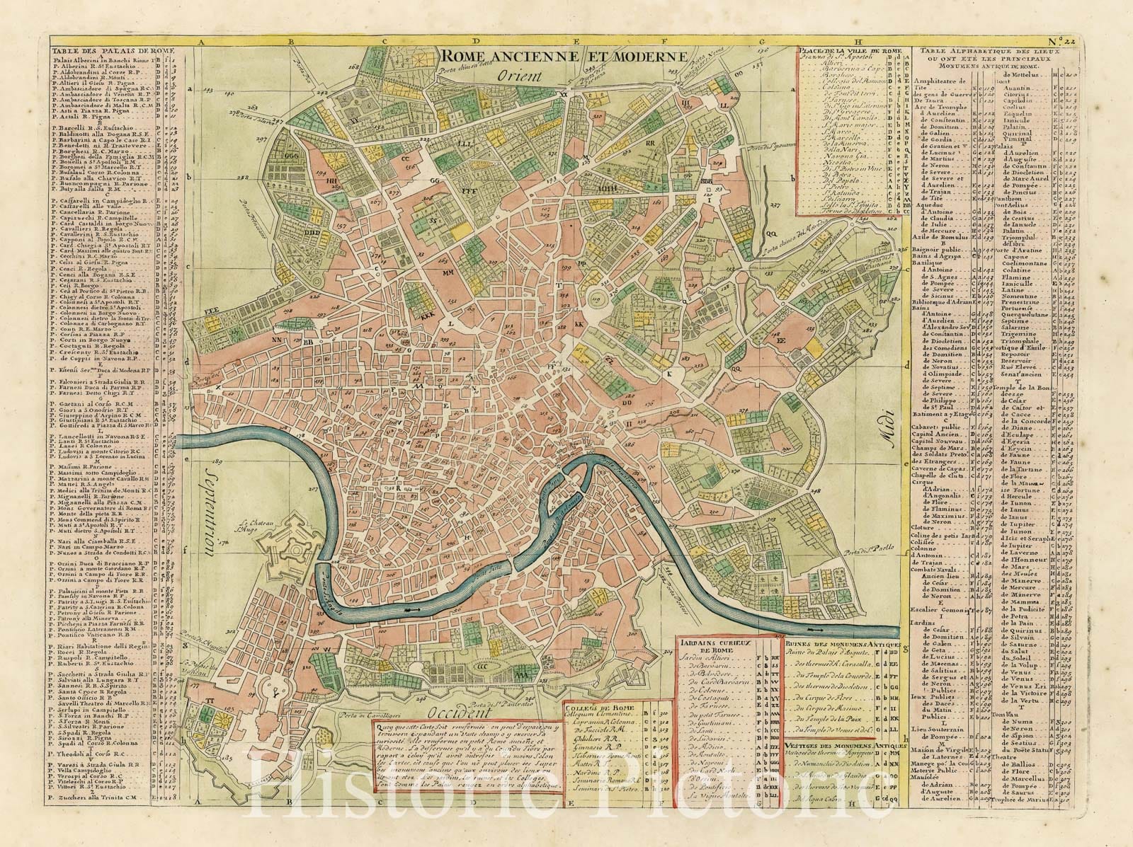 Historic Map - Rome Ancienne et Moderne/Ancient Rome and Modern, 1720, Henri Chatelain - Vintage Wall Art