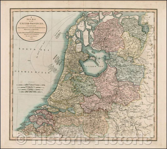 Historic Map - A New Map of the United Provinces, Comprehending Holland, Zealand, Utrecht, Gelders, Over Yssel, Friesland and Groningen, 1799, John Cary - Vintage Wall Art