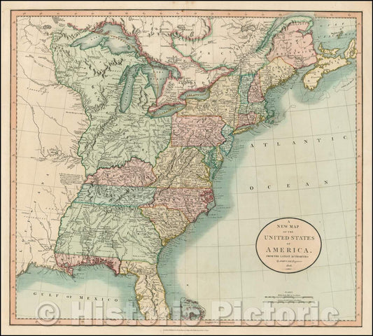 Historic Map - The United States of America From The Latest Authorities, 1806, John Cary - Vintage Wall Art