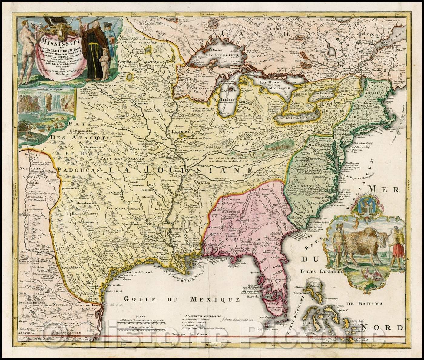 Historic Map - Amplissimae Regionis Mississipi Seu Provinciae Ludovicianae A R.P. Ludovico Hennepin Francisc Miss In America Septentrionali Anno, 1720 v1