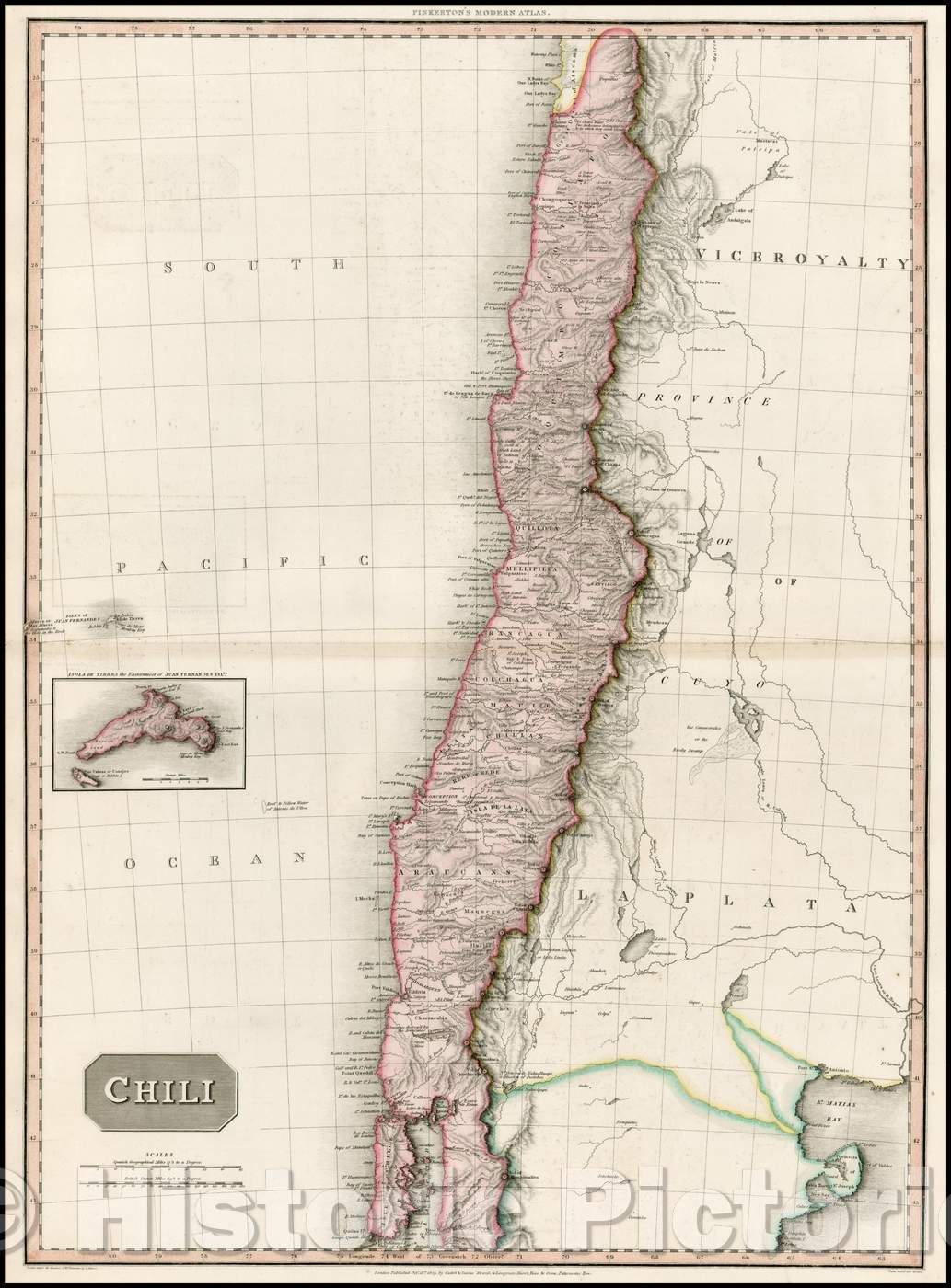 Historic Map - Chili, 1809, John Pinkerton - Vintage Wall Art