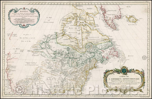 Historic Map - Carte de L'Amerique Septentrionale Depuis to 28 Degre de Latitude Jusqu'au, 1755, Jacques Nicolas Bellin v2