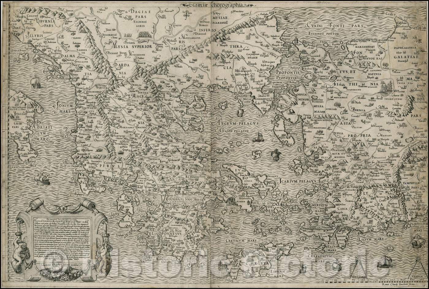 Historic Map - Graeciae Chorographia, 1558, Claudio Duchetti - Vintage Wall Art