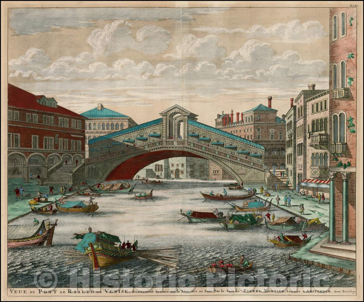 Historic Map - Veue Du Pont De Rialto De Venise, 1682, Pieter Mortier - Vintage Wall Art