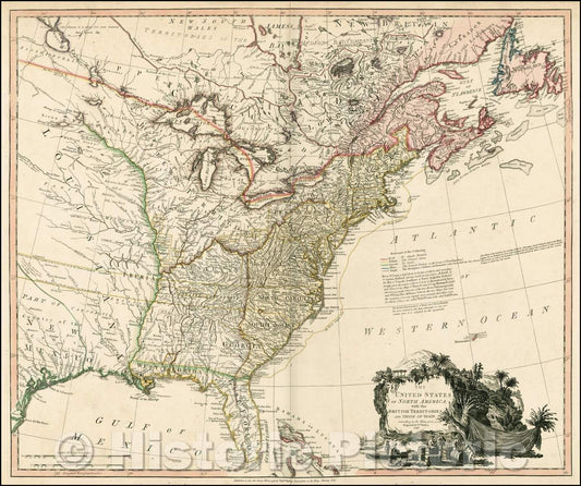 Historic Map - The United States of North America with the British Territories And Those of Spain, 1796, William Faden v1