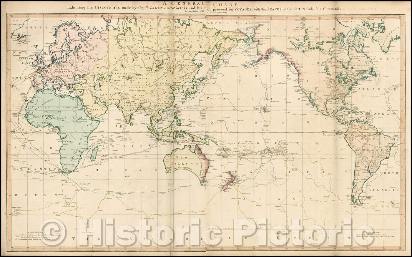 Historic Map - A General Chart Exhibiting the Discoveries made, 1794, William Faden v1