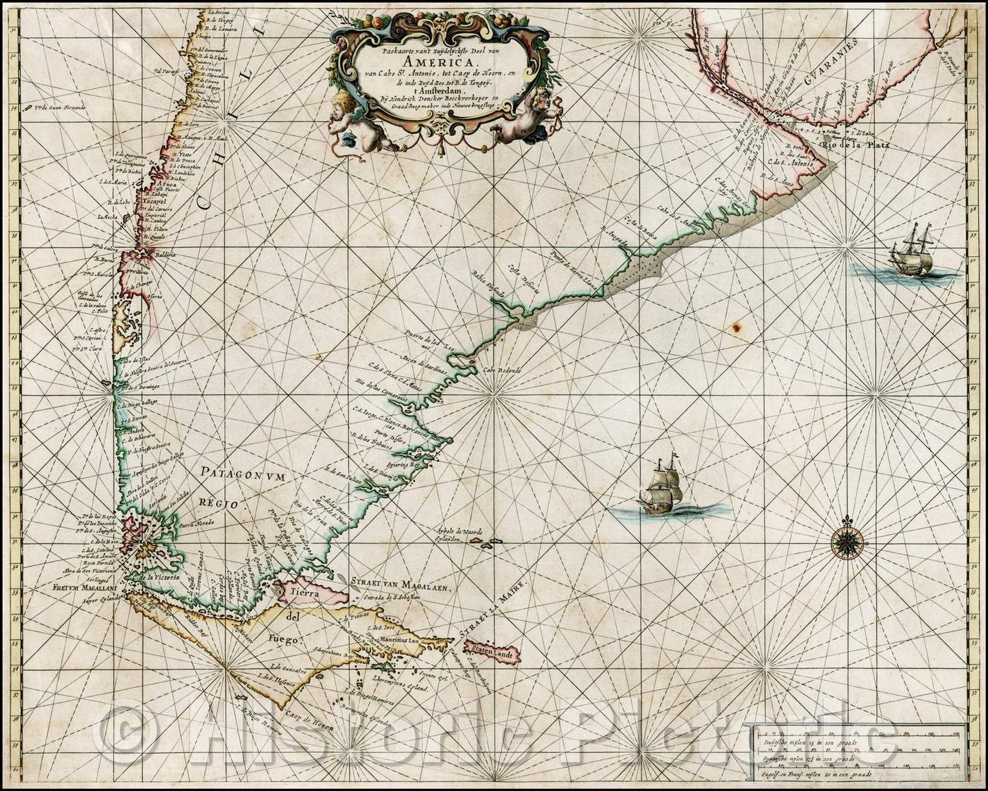 Historic Map - Paskaarte van 't Zuydelyckste Deel van America. Van Cabo St. Antonio, tot Caep de Hoorn, ende Inde Zuyd Zee, tot B. de Tongoy, 1660 v2