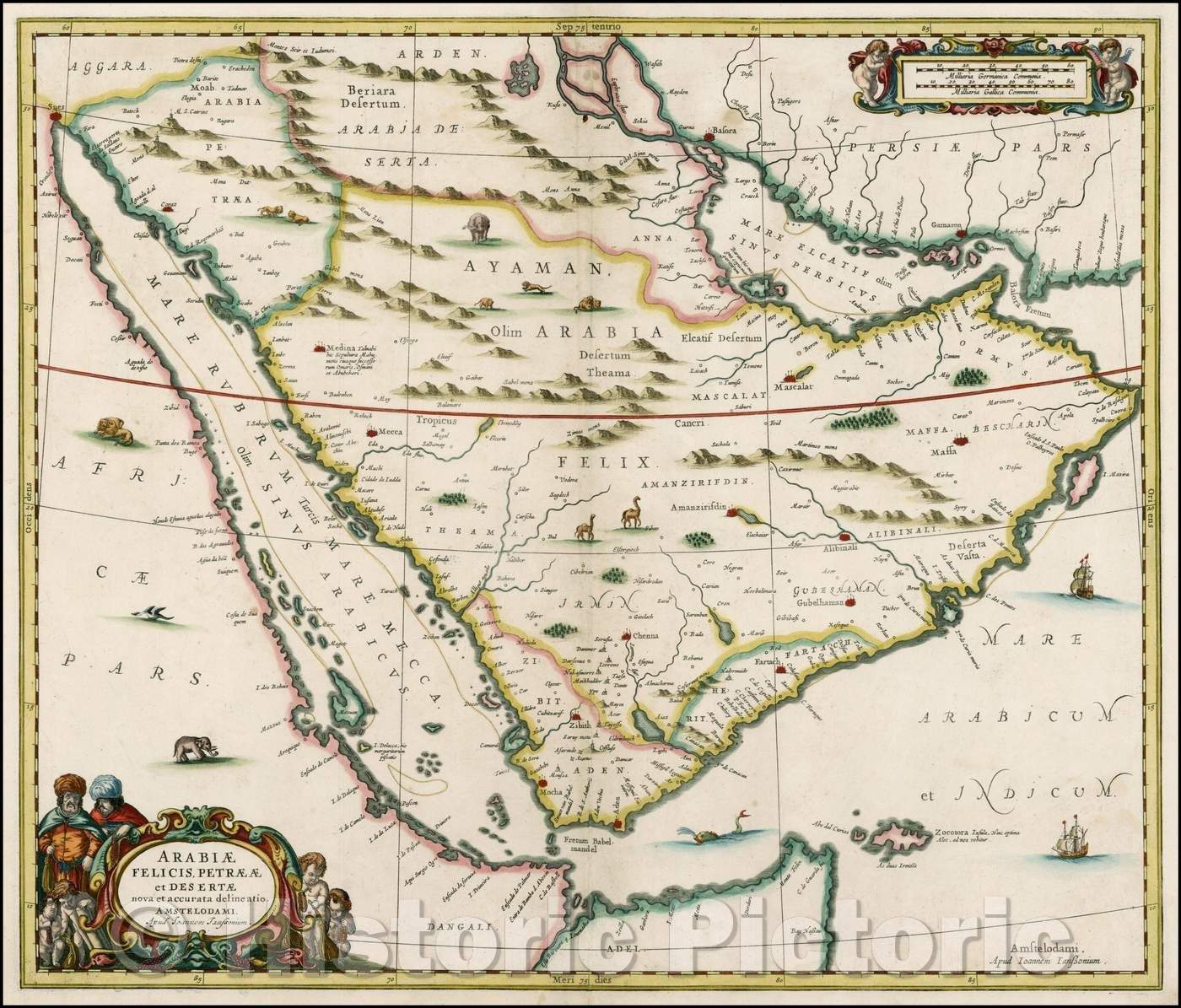 Historic Map - Arabiae Felicis, Petraeae et Desertae nova et accurata delineatio, 1658, Jan Jansson - Vintage Wall Art